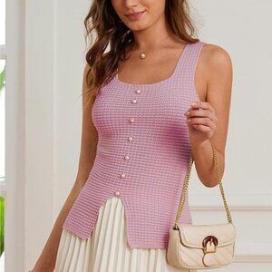 Pink Basic Ribbed Knit Top